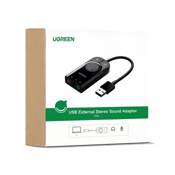 UGREEN CM129 USB-A į 3,5 mm išorinis stereo garso adapteris - juodos spalvos
