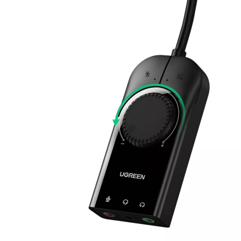 UGREEN CM129 USB-A į 3,5 mm išorinis stereo garso adapteris - juodos spalvos