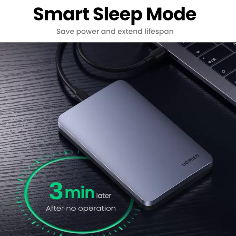 UGREEN CM300 2,5 colio USB Type-C kietojo disko dėklas - sidabrinis
