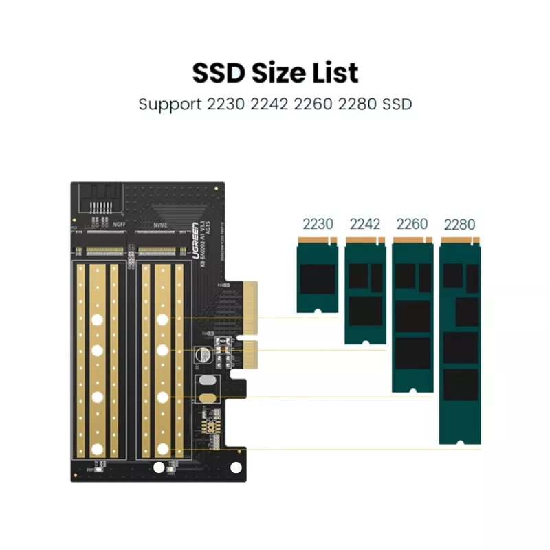 UGREEN CM302 M.2 NVMe į PCIe 3.0 x4 adapterio kortelė