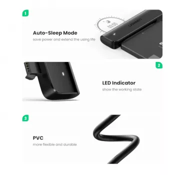 UGREEN CM321 USB-C į 2,5 colio SATA HDD/SSD keitiklio laidas 5Gbps juodas