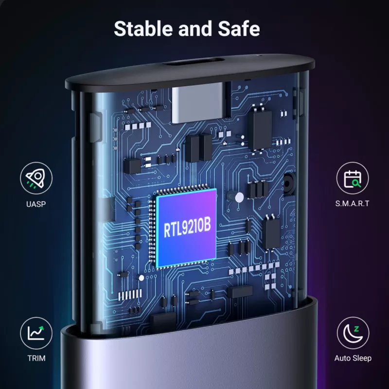 UGREEN CM400-90264 M.2 NVMe/SATA SSD korpusas 10Gbps USB-C 3.2 Gen 2, be įrankių, aliuminio, sidabrinis