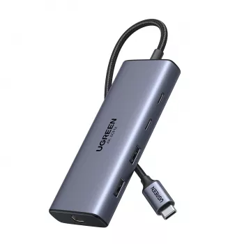 Ugreen CM639 USB-C 10-in-1 šakotuvas su 2x HDMI, 2x USB, RJ45, SD/TF, PD 100W