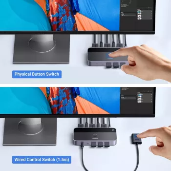 UGREEN CM664 KVM Switch HDMI 2x1 4K@60Hz, juodas