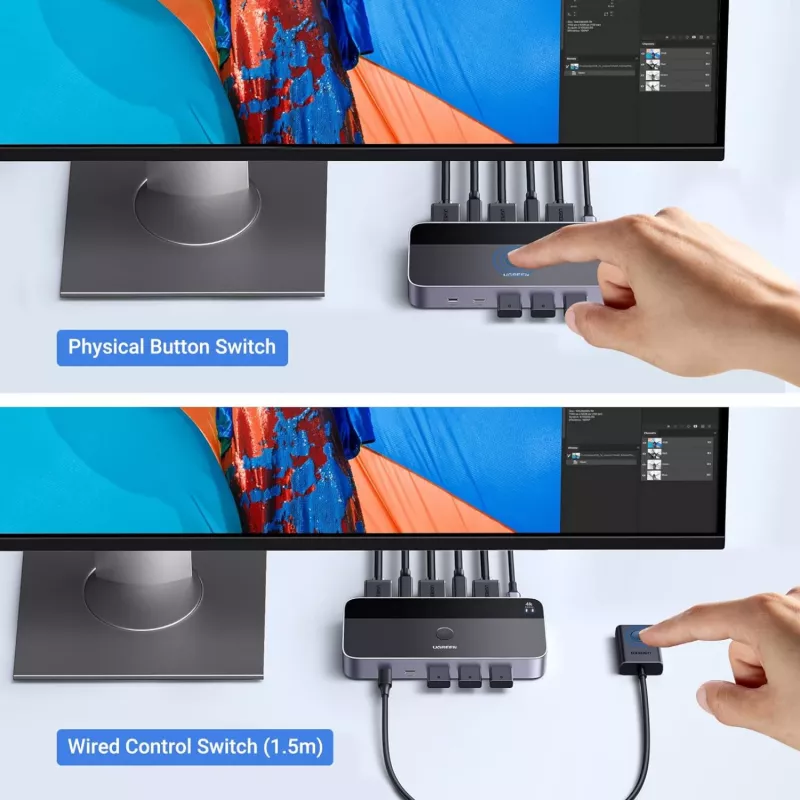 UGREEN CM664 KVM Switch HDMI 2x1 4K@60Hz, juodas