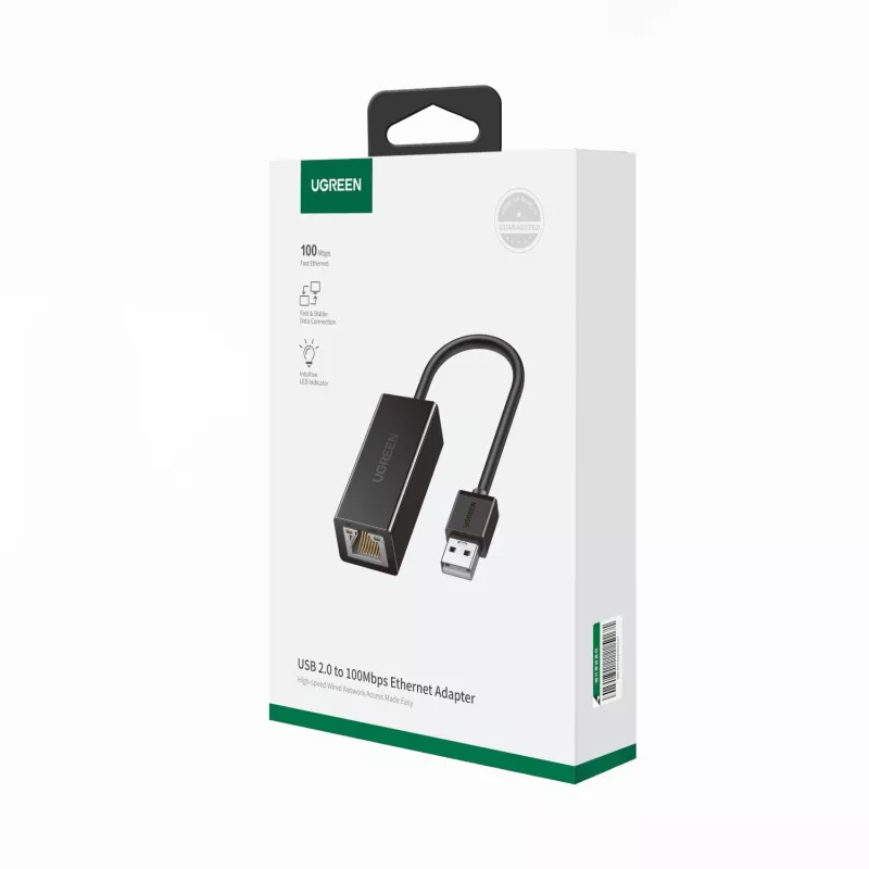 UGREEN CR110 USB 2.0 į RJ45 Ethernet adapteris - juodas