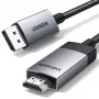 UGREEN DP119 DisplayPort–HDMI kabelis 2 m, 4K 60Hz, pilkas
