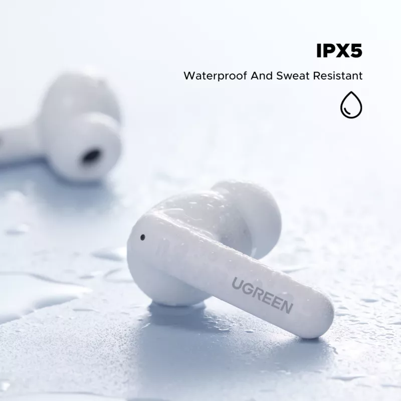 UGREEN EchoBuds Magic belaidės ausinės su aktyviu triukšmo slopinimu, Bluetooth 5.2, IPX5 atsparumu vandeniui – baltos