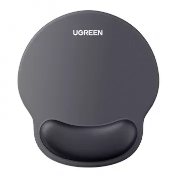 UGREEN ergonomiškas pelės kilimėlis LP668 – gelio riešo atrama, lygus audinio paviršius, neslystanti guminė bazė, juodos spalvos