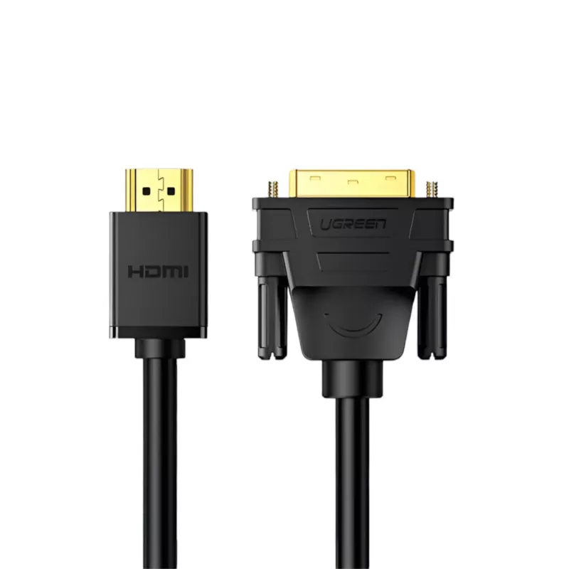 UGREEN HD106 HDMI–DVI laidas, 2 m, juodas, 1080p, auksu padengti lizdai, triguba ekranuotė