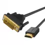 UGREEN HD106 HDMI–DVI laidas, 2 m, juodas, 1080p, auksu padengti lizdai, triguba ekranuotė