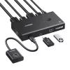 UGREEN HDMI 2.0 KVM Switch 2-In-1 Out, 2 kompiuteriai 1 monitorius, 4K@60Hz, 3 prievadų USB 2.0 Hub, mygtukas ir karštieji klavišai, aliuminio lydinys, HDCP 2.2, HDR10