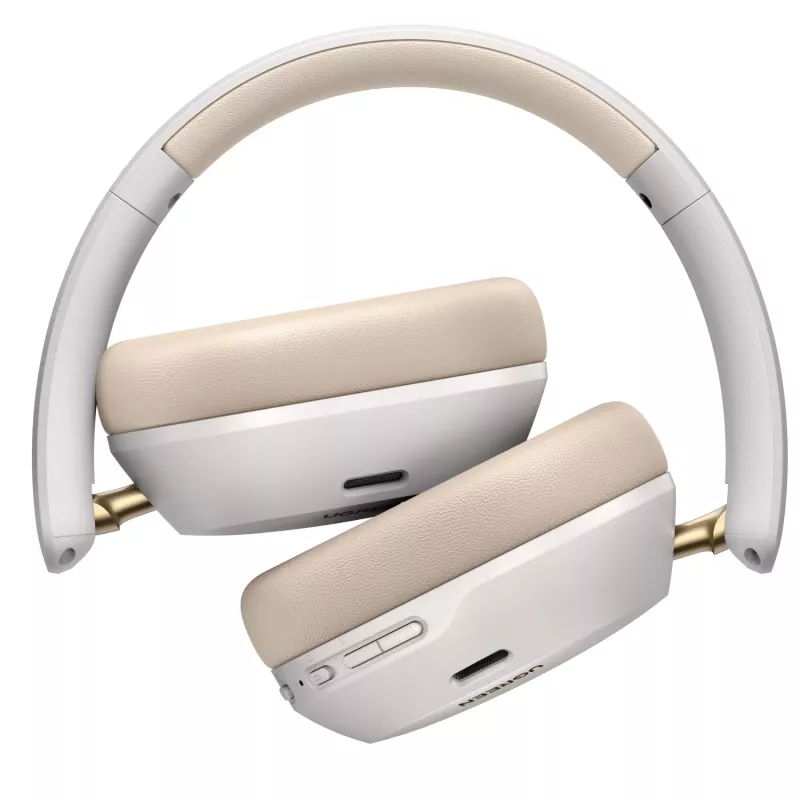 UGREEN HiTune Max 5C belaidės ausinės per ausį, hibridinis ANC, Bluetooth 5.4, 40 mm tvarkyklės, 40 val. baterija – smėlio spalvos