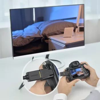 UGREEN Micro HDMI vyriškas į HDMI moterišką adapterį – 4K@60Hz, auksu padengtas, juodas