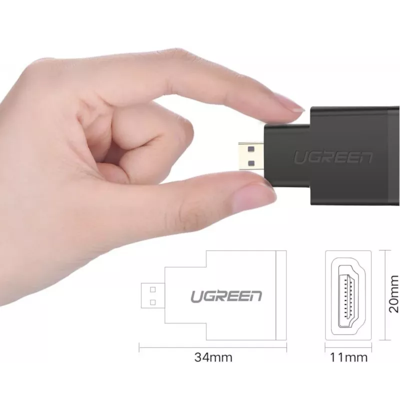 UGREEN Micro HDMI kištukas – HDMI lizdas adapteris, juodas
