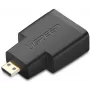 UGREEN Micro HDMI vyriškas į HDMI moterišką adapterį – 4K@60Hz, auksu padengtas, juodas