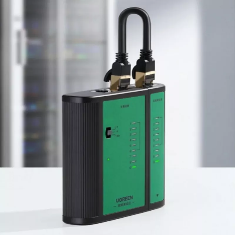 UGREEN tinklo ir telefono kabelių testeris RJ45 RJ11 tęstinumo testeris Cat5 Cat5e Cat6 Cat6a Cat7 Ethernet ir telefono kabeliams su LED indikatoriais, nuimamu nuotolinio valdymo bloku, maitinamas 9V baterija, NW167