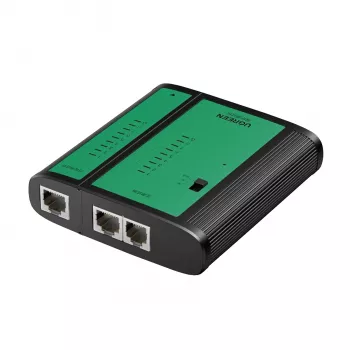 UGREEN tinklo ir telefono kabelių testeris RJ45 RJ11 tęstinumo testeris Cat5 Cat5e Cat6 Cat6a Cat7 Ethernet ir telefono kabeliams su LED indikatoriais, nuimamu nuotolinio valdymo bloku, maitinamas 9V baterija, NW167