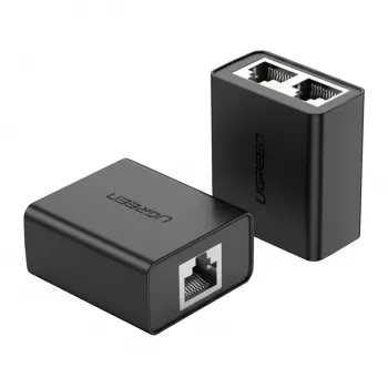 UGREEN RJ45 Splitter Adapter 2 vnt. (juoda) - Ethernet tinklo skirstytuvas, 1x RJ45 kištukas į 2x RJ45 lizdus, 100Mbps, Cat5/Cat5e/Cat6 suderinamas, pasyvus, Plug & Play