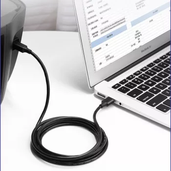 UGREEN US135 USB 2.0 A-B laidas, auksu dengtomis jungtimis, 2 m, juodas