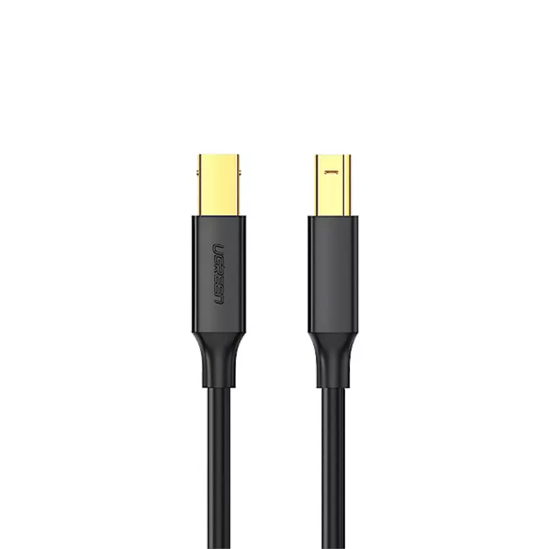 UGREEN US135 USB 2.0 A-B laidas, auksu dengtomis jungtimis, 2 m, juodas