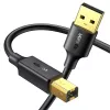 UGREEN US135 USB 2.0 A-B laidas, auksu dengtomis jungtimis, 2 m, juodas