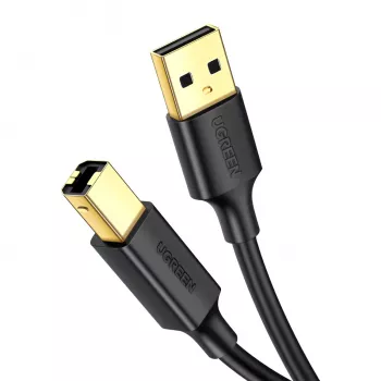 UGREEN US135 USB 2.0 A-B laidas, auksu dengtomis jungtimis, 2 m, juodas