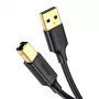 UGREEN US135 USB 2.0 A-B laidas, auksu dengtomis jungtimis, 2 m, juodas