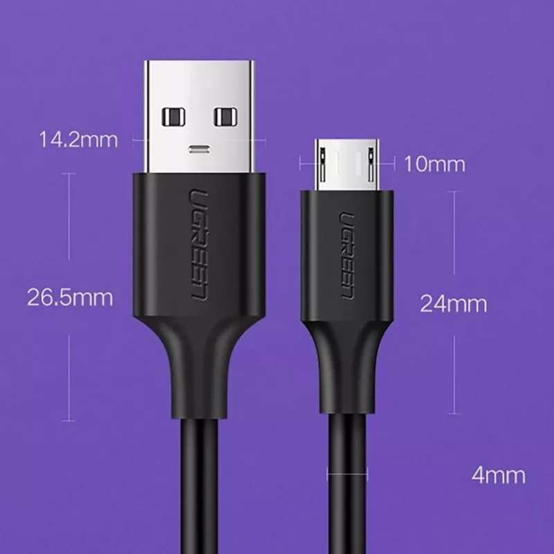 UGREEN US289 Micro USB / USB-A laidas 0,25 m – juodas