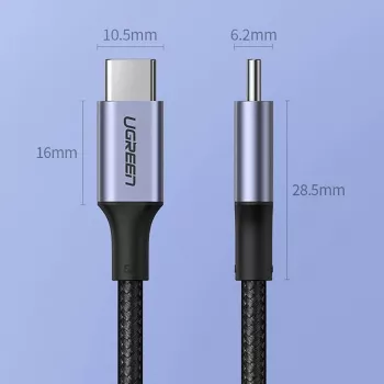 UGREEN US316 USB-C į USB-C laidas 100W 5A 480Mbps 1,5m pilkas