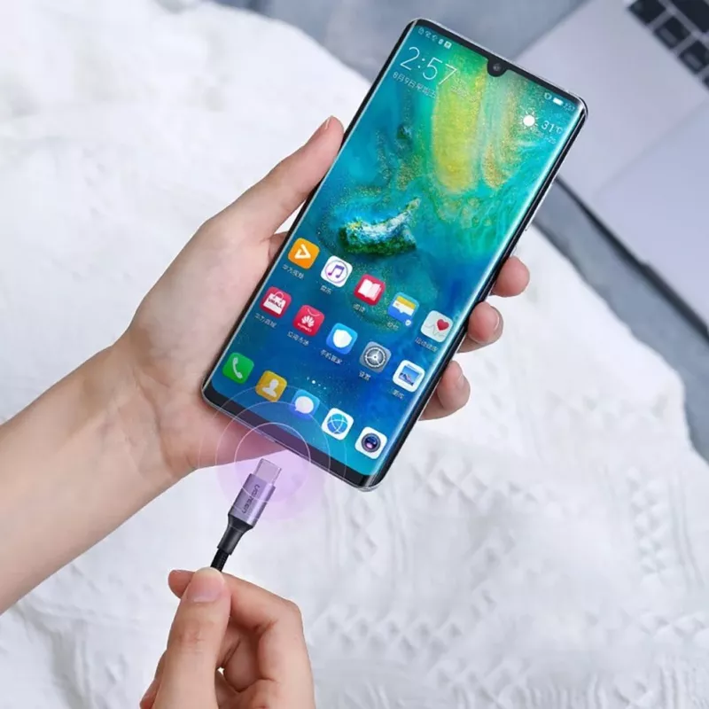 UGREEN US316 USB-C į USB-C laidas 100W 5A 480Mbps 1,5m pilkas