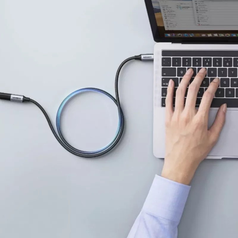 UGREEN US372 USB-C į USB-C laidas 100W 5A 10Gbps 0,5m pilkas