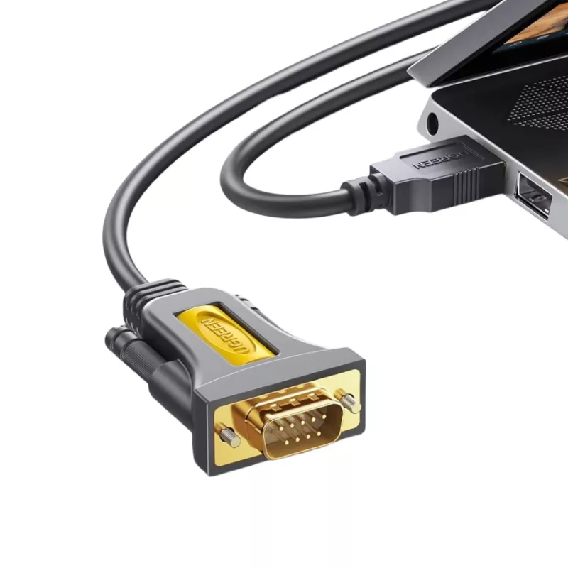UGREEN USB 2.0 į RS-232 serijinį adapterio kabelį (USB-A vyriškas į DB9 vyrišką) - juodas, 1,5 m