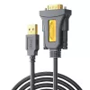 UGREEN USB 2.0 į RS-232 serijinį adapterio kabelį (USB-A vyriškas į DB9 vyrišką) - juodas, 1,5 m