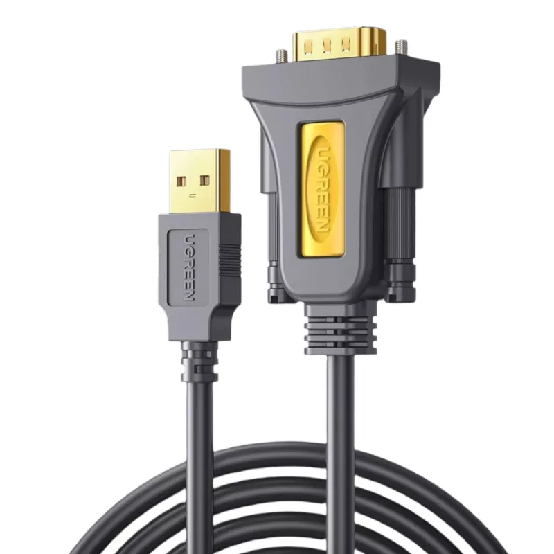UGREEN USB 2.0 į RS-232 serijinį adapterio kabelį (USB-A vyriškas į DB9 vyrišką) - juodas, 1,5 m