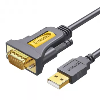 UGREEN USB 2.0 į RS-232 serijinį adapterio kabelį (USB-A vyriškas į DB9 vyrišką) - juodas, 1,5 m