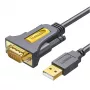 UGREEN USB 2.0 į RS-232 serijinį adapterio kabelį (USB-A vyriškas į DB9 vyrišką) - juodas, 1,5 m