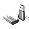 UGREEN USB 3.0 vyriškas į Type-C 3.1 moterišką adapteris, duomenų perdavimui ir įkrovimui, kosminė pilka
