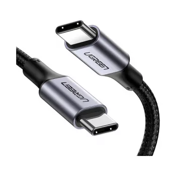 UGREEN USB-C į USB-C 100W pintas nailono įkrovimo laidas 2m juodos spalvos