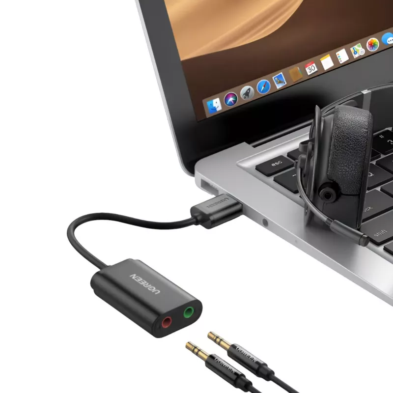 UGREEN USB į 3,5 mm išorinį stereo garso adapterį - juoda