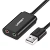 UGREEN USB į 3,5 mm išorinį stereo garso adapterį - juoda