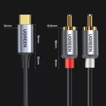 UGREEN USB Type-C į 2RCA garso kabelis 1,5 m pilkas (20193 CM451)