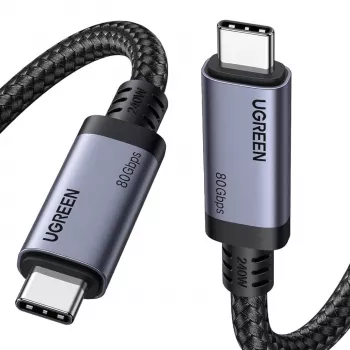 UGREEN USB4 USB-C į USB-C laidas 240W 40Gbps 16K@60Hz 80Gbps, suderinamas su Thunderbolt 4, 1m, pintas nailonas