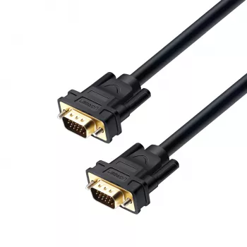UGREEN VG101 VGA kabelis vyras–vyras 3 m – auksu dengtos jungtys, dvigubi ferito filtrai, Full HD 1080p
