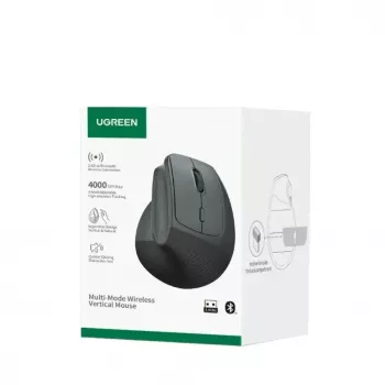 UGREEN Wireless Vertical Mouse Black 2,4GHz ergonomiška belaidė vertikali pelė su tyliu spustelėjimu, 2400 DPI