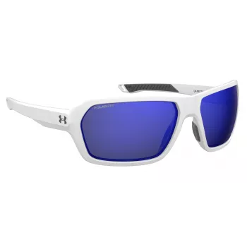 “Under Armour UARECON6HTG47” vyriški akiniai nuo saulės – stačiakampiai apgaubiantys, žali lęšiai, Havana rėmelis