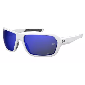 “Under Armour UARECON6HTG47” vyriški akiniai nuo saulės – stačiakampiai apgaubiantys, žali lęšiai, Havana rėmelis