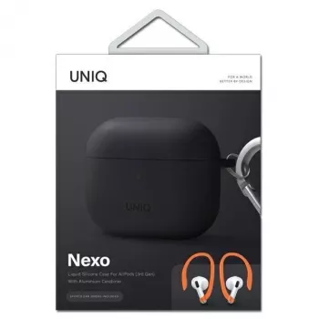 UNIQ Uniq Nexo Dėklas AirPods 3 su Ausų Kabliukais Silikonas - Pilka