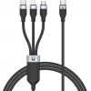 UNITEK 3-in-1 USB-A į Lightning, USB-C, Micro USB nailoninis pintas įkrovimo laidas 1,2 m juodas