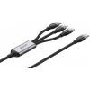 UNITEK 3-in-1 USB-A į Lightning, USB-C, Micro USB nailoninis pintas įkrovimo laidas 1,2 m juodas